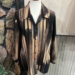 Allison Daley Petite Blouse in Black and Brown